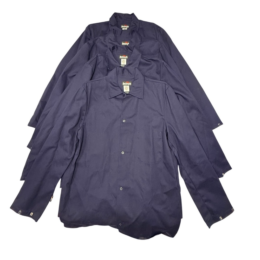 4 Lot Bulwark Flame Resistant Work Shirt Navy Blue Workwear Men Small Regular FR